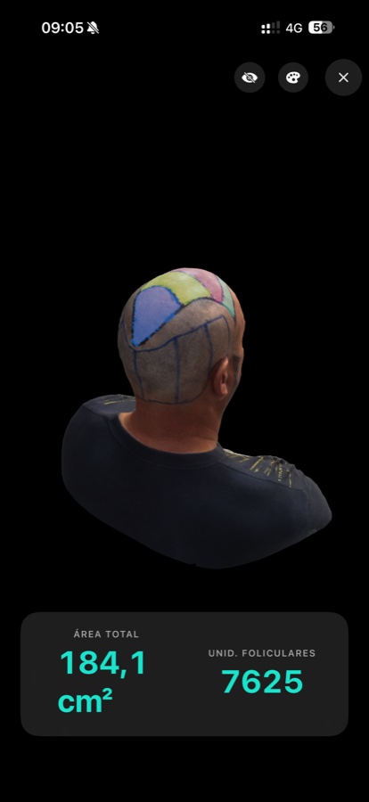 Modo Apresentação do Graftlas: o modelo 3D e os números grandes, com a edição travada.